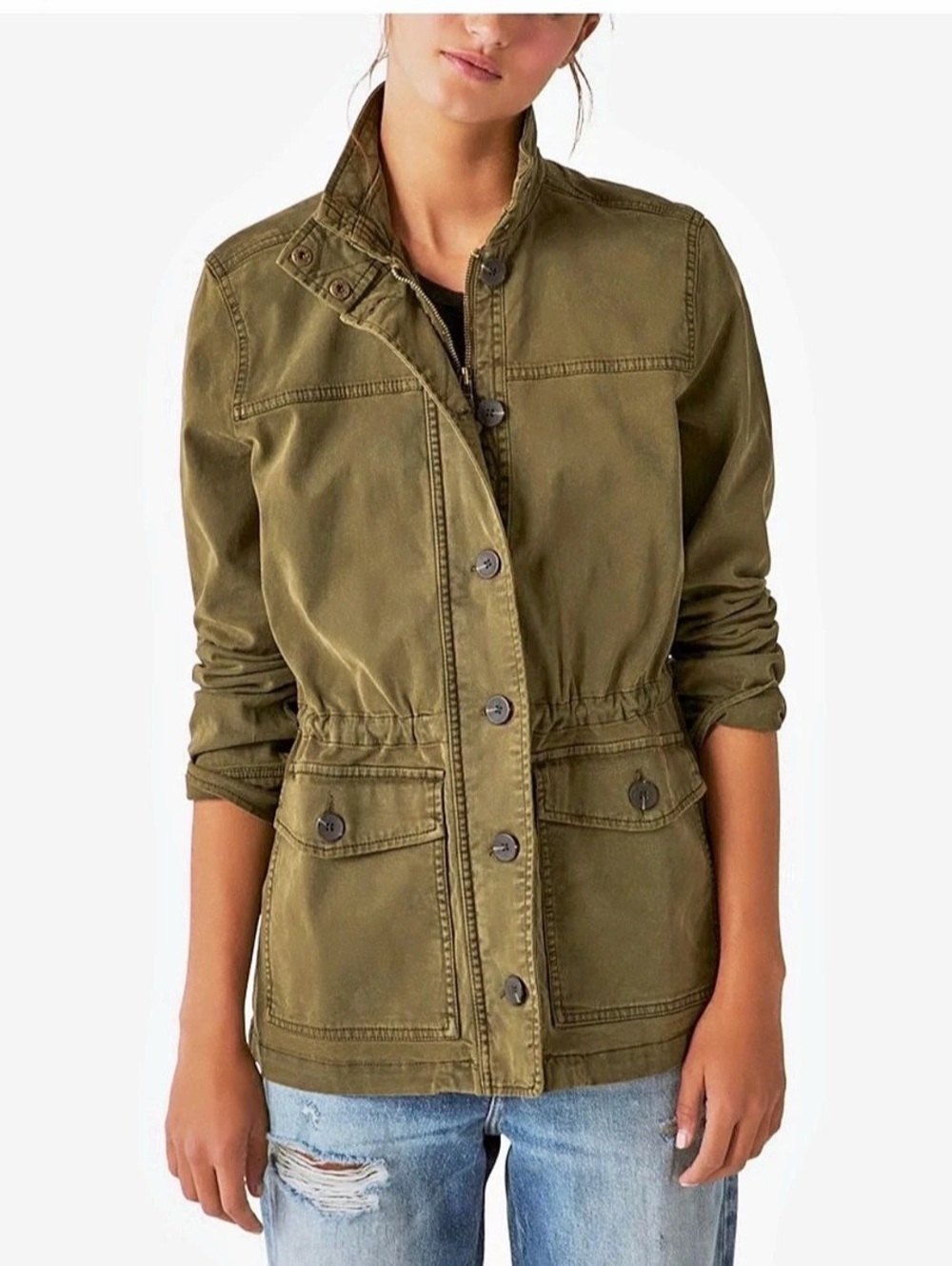 Lucky Brand Four Pocket Military Utility Jacket Green XL